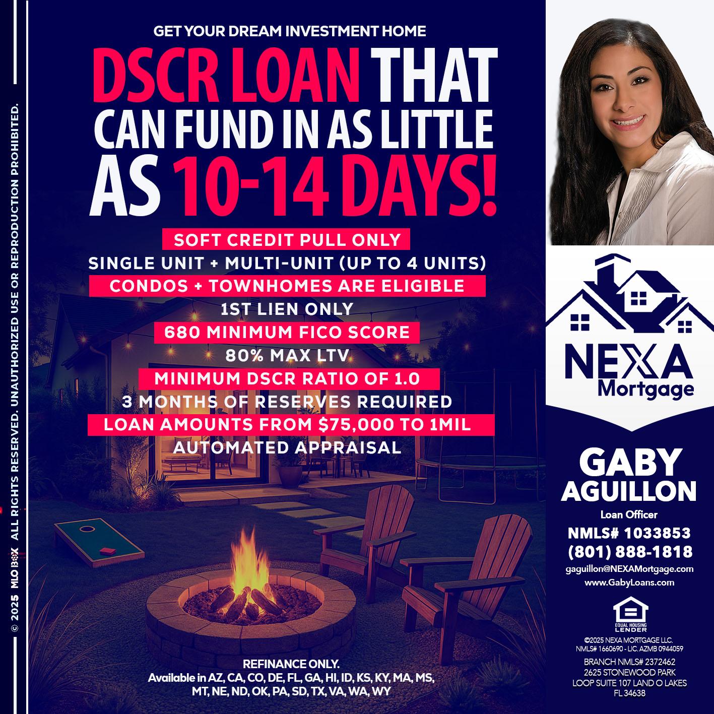 DSCR LOAN - Gaby Aguillon -Loan Officer