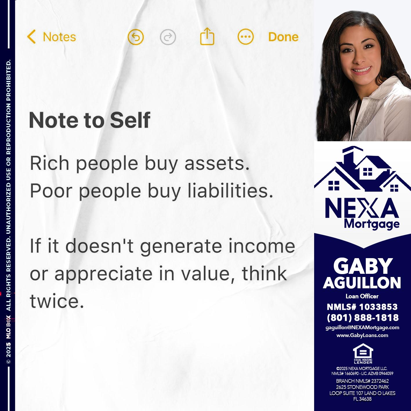 NOTE TO SELF - Gaby Aguillon -Loan Officer