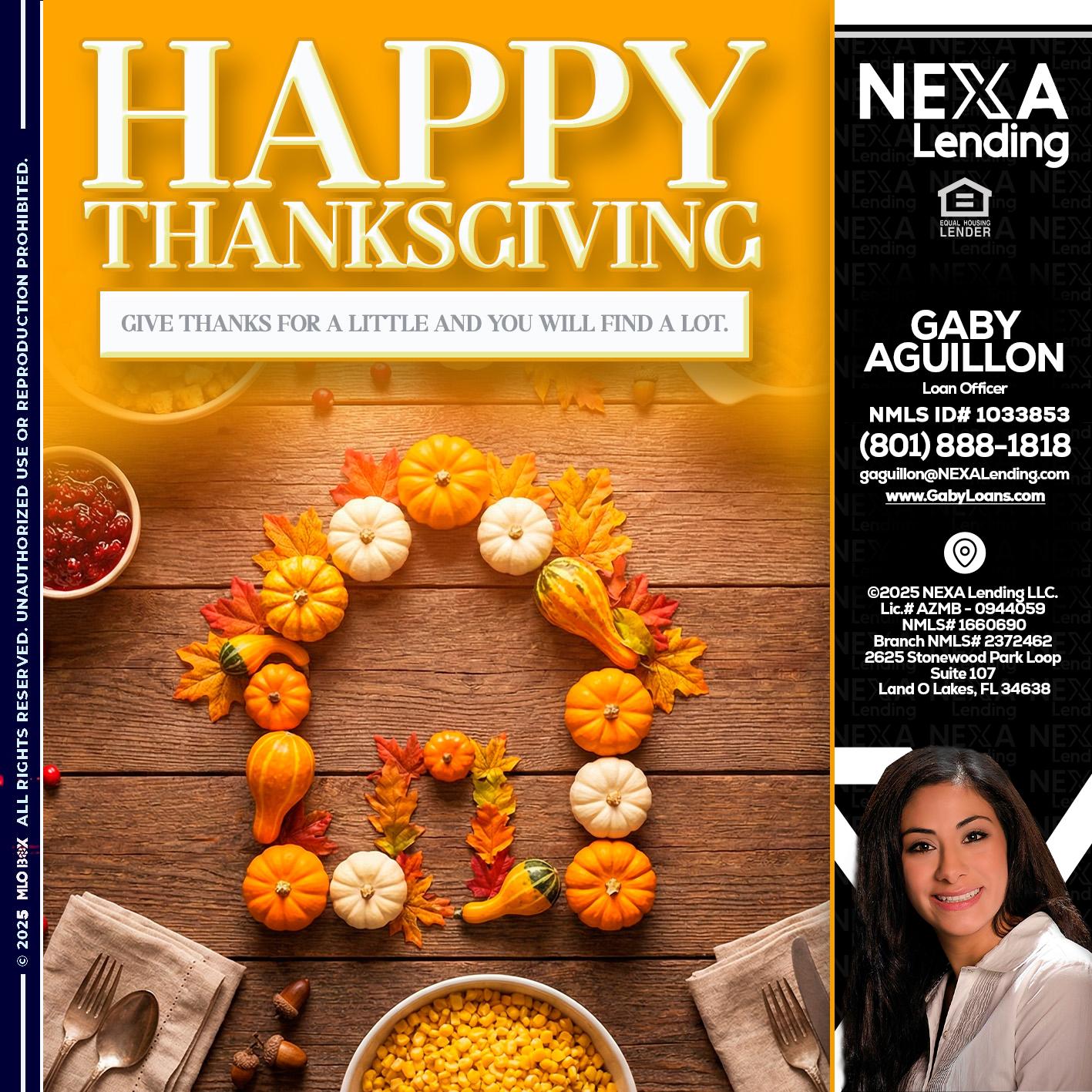 HAPPY THANKSGIVING - Gaby Aguillon -Loan Officer