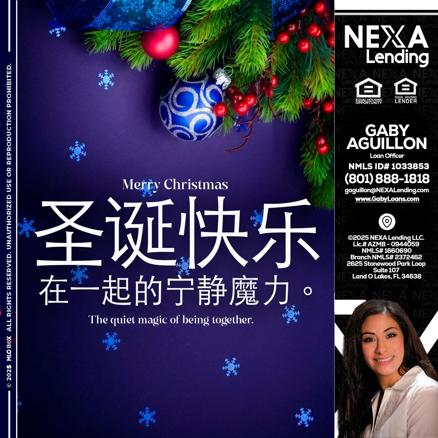 圣诞快乐 在一起的宁静魔力。 - Gaby Aguillon -Loan Officer