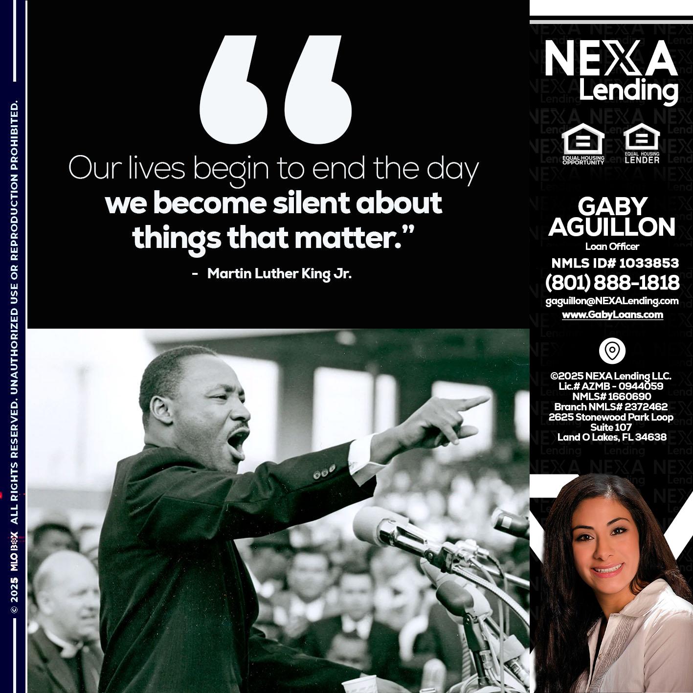 our lives MLK DAY - Gaby Aguillon -Loan Officer
