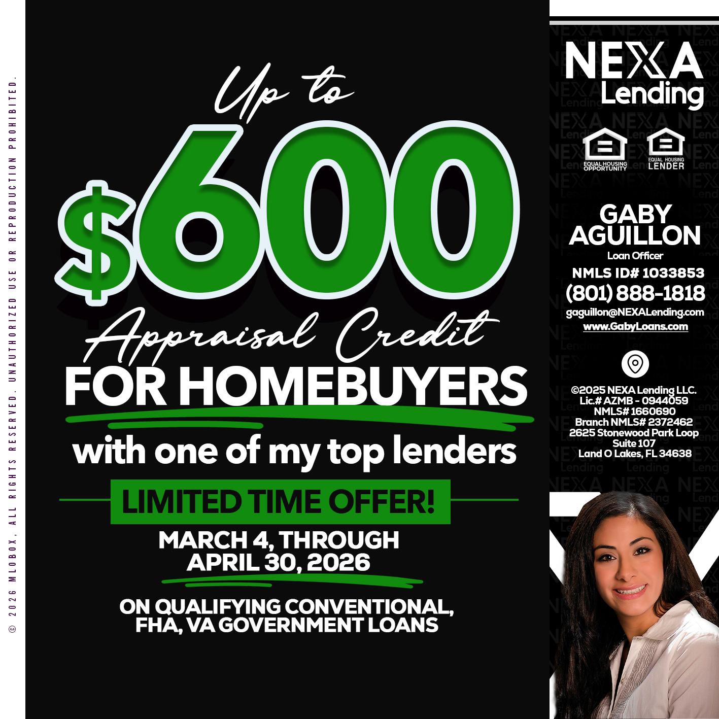 up to $600 - Gaby Aguillon -Loan Officer