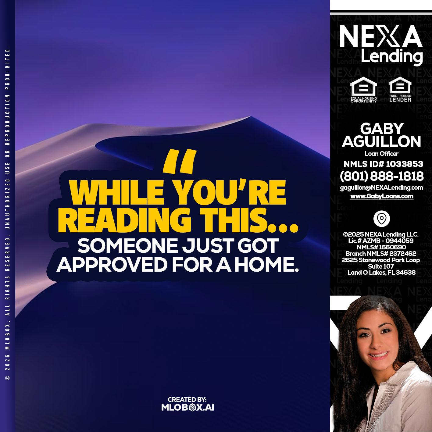 WHILE YOU - Gaby Aguillon -Loan Officer