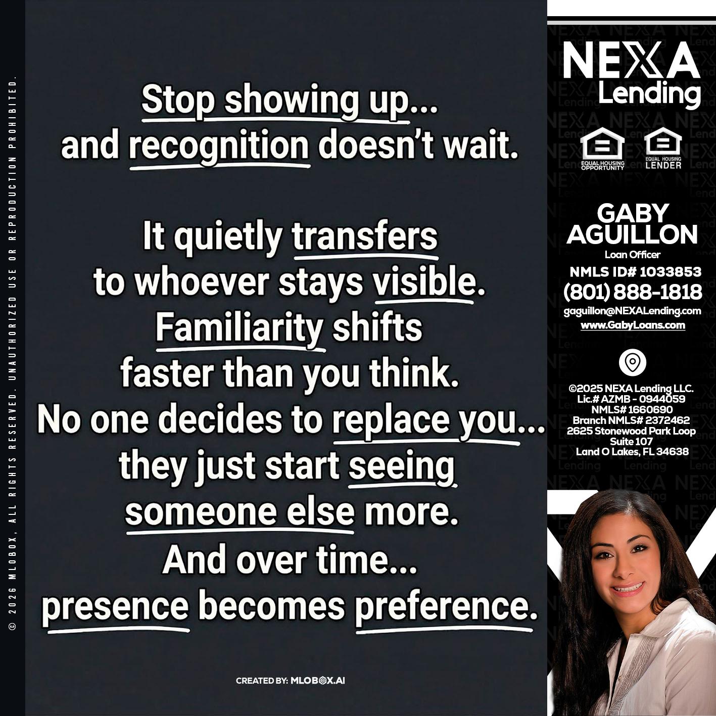 STOP SHOWING - Gaby Aguillon -Loan Officer