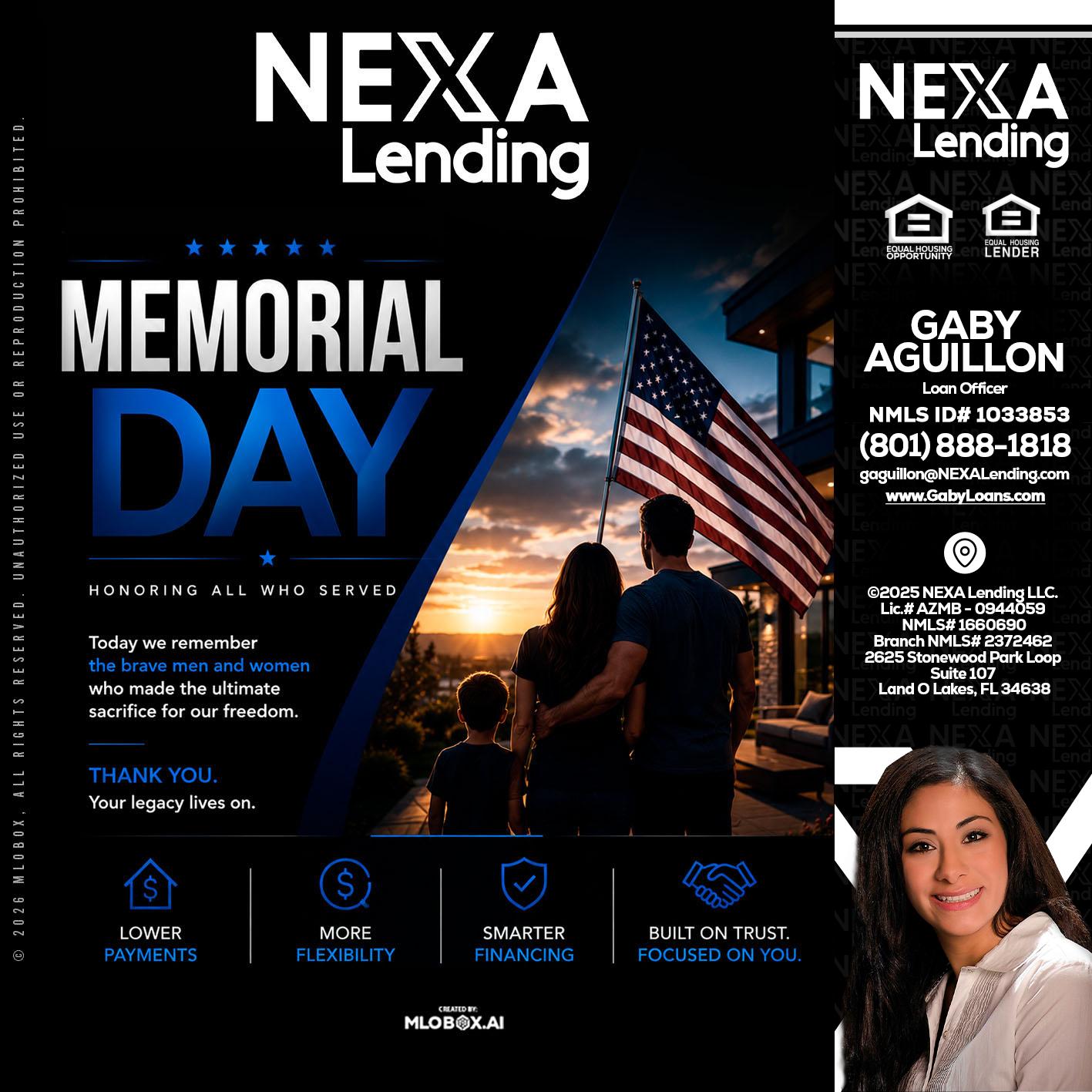 MEMORIAL DAY - Gaby Aguillon -Loan Officer