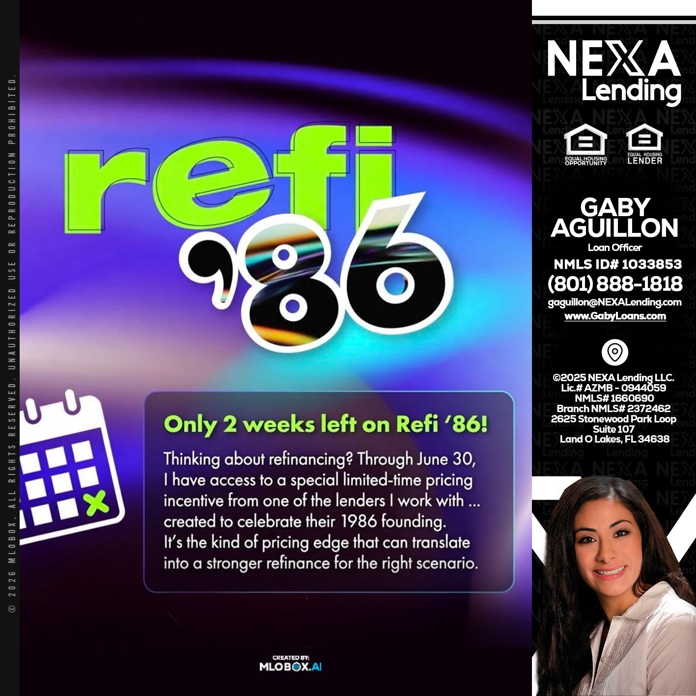 REFI 86 - Gaby Aguillon -Loan Officer